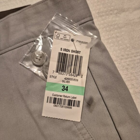 Greg Norman men's size 34 silver shorts NWT, 6 pocket pants, leg pockets zipper - Picture 2 of 6